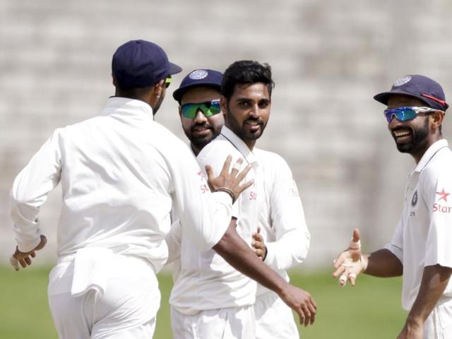Bhuvneshwar Kumar replaced speedster Umesh Yadav in this Test match. (AP Photo) Bhuvneshwar Kumar replaced speedster Umesh Yadav in this Test match. (AP Photo)