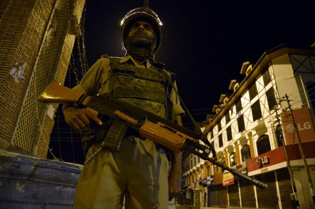 A securityman stands guard in central Srinagar. (AFP File)