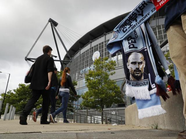 Pep Guardiola’s long-awaited arrival in England is underway. (REUTERS) Pep Guardiola’s long-awaited arrival in England is underway. (REUTERS)