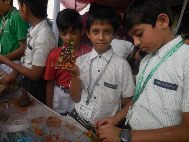 The children learnt to make idols in seven simple steps. (HT Photo) The children learnt to make idols in seven simple steps. (HT Photo)