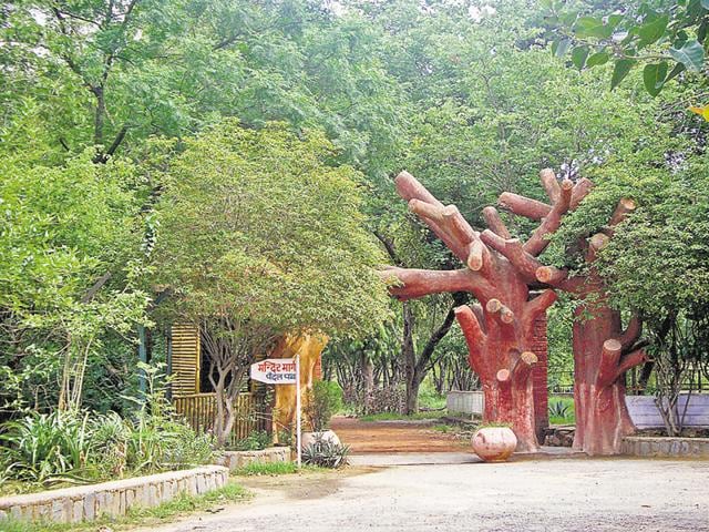 Bharat Yatra Kendra is a 588-acre area in the Aravali hills on Sohna Road that is being developed as an ecotourism site. (HT File) Bharat Yatra Kendra is a 588-acre area in the Aravali hills on Sohna Road that is being developed as an ecotourism site. (HT File)