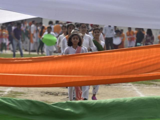 Around 3,500 girl students will sing the national anthem when Prime Minister Narendra Modi unfurls the national flag from the ramparts of the Red Fort.(Gurpreet Singh/ HT Photo)
