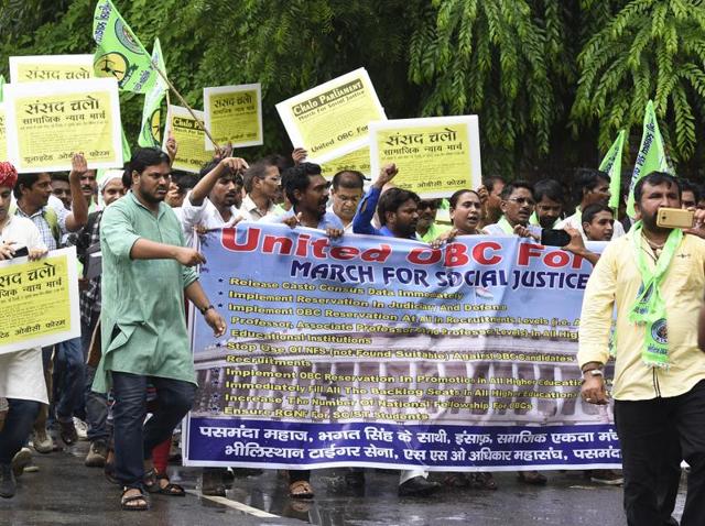 Activist of United OBC Forum seen during the protest march for social justice “Sansad Chalo” their demand release caste census data immediately at Jantar Mantar in New Delhi on July 17, 2016. (HT file photo) Activist of United OBC Forum seen during the protest march for social justice “Sansad Chalo” their demand release caste census data immediately at Jantar Mantar in New Delhi on July 17, 2016. (HT file photo)