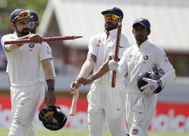 Virat Kohli became the first Indian skipper to lead his side more than one Test win in West Indies as the visitors won the third Test by 237 runs. (AP) Virat Kohli became the first Indian skipper to lead his side more than one Test win in West Indies as the visitors won the third Test by 237 runs. (AP)