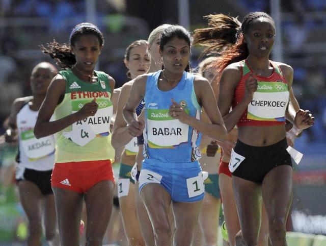 Lalita Babar, center, will compete in the women's 3,000-metre steeplechase finals at the 2016 Summer Olympics in Rio de Janeiro on Monday.(AP File Photo)