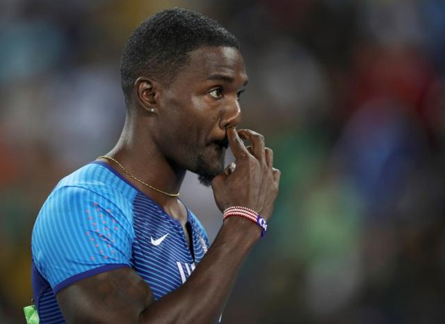 Justin Gatlin after his second-place finish in the men's 100-metre final.(AP)