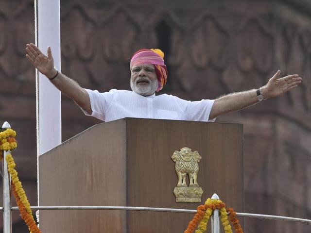 Prime Minister Narendra Modi speaks from the Red Fort on the 70th Independence Day. (Vipin Kumar/HT PHOTO) Prime Minister Narendra Modi speaks from the Red Fort on the 70th Independence Day. (Vipin Kumar/HT PHOTO)