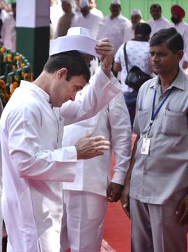 Congress vice-president Rahul Gandhi at AICC in New Delhi. (Arun Sharma/HT PHOTO) Congress vice-president Rahul Gandhi at AICC in New Delhi. (Arun Sharma/HT PHOTO)