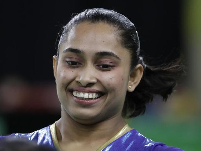 India's Dipa Karmakar smiles after her performance. (AP) 