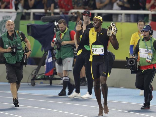 Race was over in below 10 seconds but Bolt ensured the crowd got their money’s worth as he stayed on for some trademark post-race revelry. (AP)