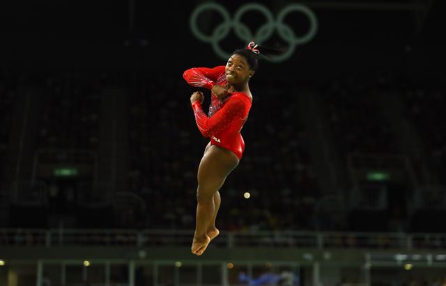 Simone Biles posted 14.733 in the women’s beam final. (REUTERS) Simone Biles posted 14.733 in the women’s beam final. (REUTERS)