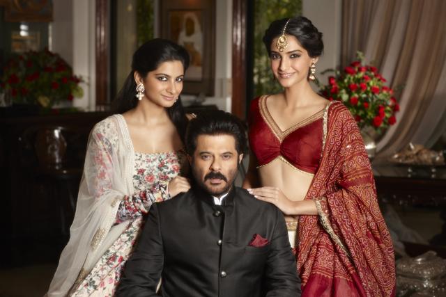 Anil Kapoor with his daughters, Rhea Kapoor and Sonam Kapoor.