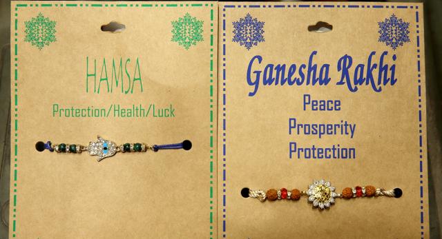 Rakhis designed especially for health and prosperity can reportedly cure illnesses such as diabetes and thyroid. (Prabhas Roy/HT Photo)