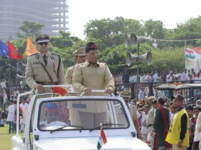 Gurgaon, India- August 15: Independence Day celebrated at Tau Devi lal Stadium with the chief guest Finance Minister of State Captain Abhimanyu , in Gurgaon, India, on Monday, 15 August 2016. (Photo by Abhinav Saha/Hindustan Times)(Hindustan Times)