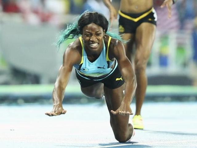 Shaunae Miller of the Bahamas dived over the finish line to win gold in the women’s 400m final. Miller beat favourite Allyson Felix of USA, but she may not have, had it not been for a courageous dive at the finish line. (Reuters) Shaunae Miller of the Bahamas dived over the finish line to win gold in the women’s 400m final. Miller beat favourite Allyson Felix of USA, but she may not have, had it not been for a courageous dive at the finish line. (Reuters)