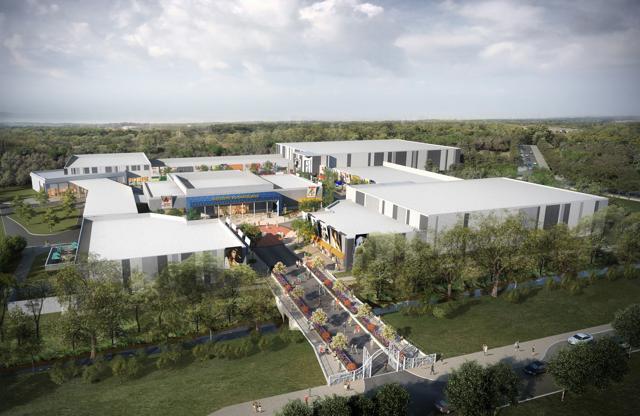 This image provided by Elvis Presley’s Graceland shows an artist's rendering of a new 200,000 square-foot entertainment complex being built across the street from the Graceland tourist attraction in Memphis, Tenn. (AP)