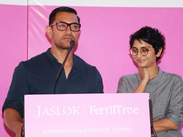 Actor Aamir Khan with his wife Kiran Rao during the launch of Jaslok hospital's new wing Jaslok Fertility Tree, in Mumbai. (IANS)