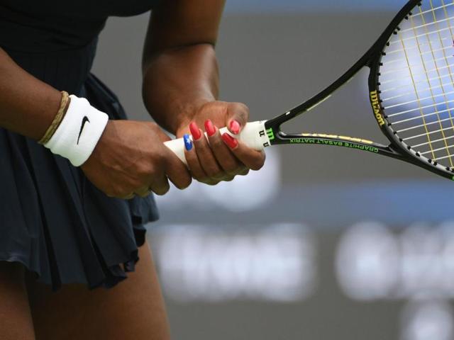 Serena Williams’ patriotic nail game is as strong as her backhand. (Pinterest) 