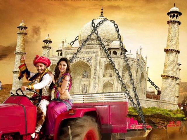 As part of the film’s promotion, its makers distributed posters across Agra in Uttar Pradesh, stating the Taj Mahal will be shut for tourists from September 23, the release date of the film. (Twitter) As part of the film’s promotion, its makers distributed posters across Agra in Uttar Pradesh, stating the Taj Mahal will be shut for tourists from September 23, the release date of the film. (Twitter)