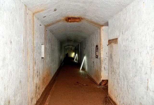 Officials at the Raj Bhavan discovered the 150m-long barracks after breaking down a wall that covered the entrance to the bunker. (Devendra Fadnavis Twitter account)