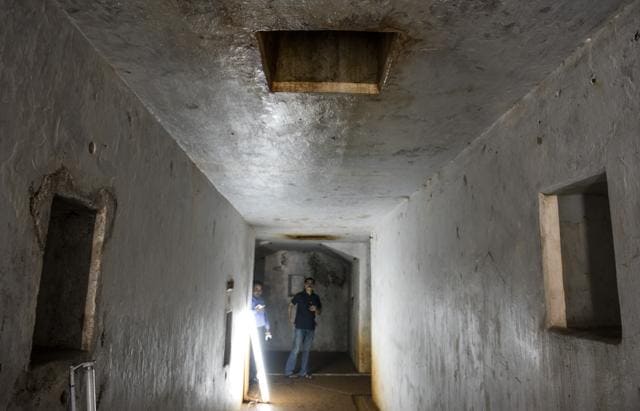 The 150-meter-long bunker has 13 rooms with inlets for fresh air and light. (Satish Bate)