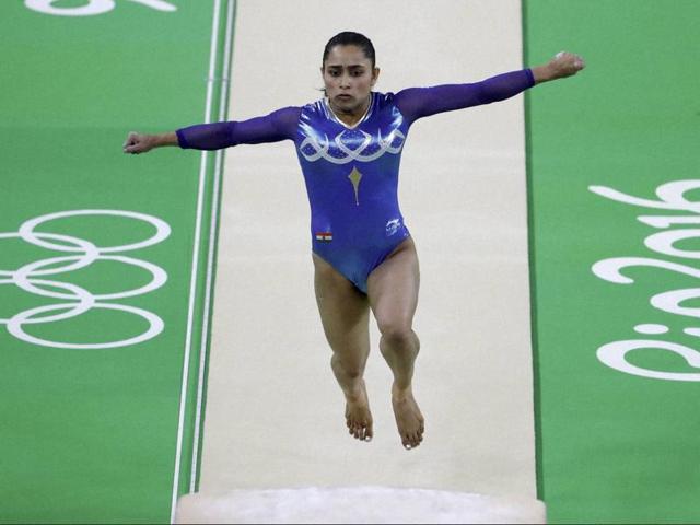 Dipa Karmakar performs on the vault during the artistic gymnastics women's apparatus final at the 2016 Summer Olympics in Rio de Janeiro, Brazil.(AP) Dipa Karmakar performs on the vault during the artistic gymnastics women's apparatus final at the 2016 Summer Olympics in Rio de Janeiro, Brazil.(AP)