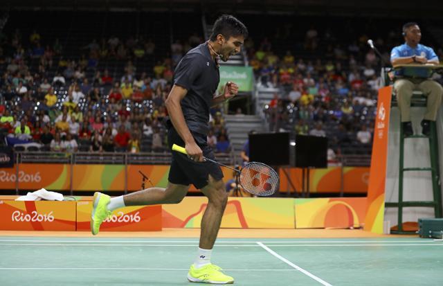 Srikanth reacts after winning a point. (REUTERS) Srikanth reacts after winning a point. (REUTERS)