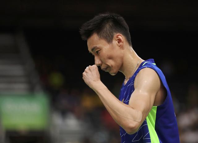 Chong Wei Lee celebrates winning a point in the second game. (REUTERS) Chong Wei Lee celebrates winning a point in the second game. (REUTERS)