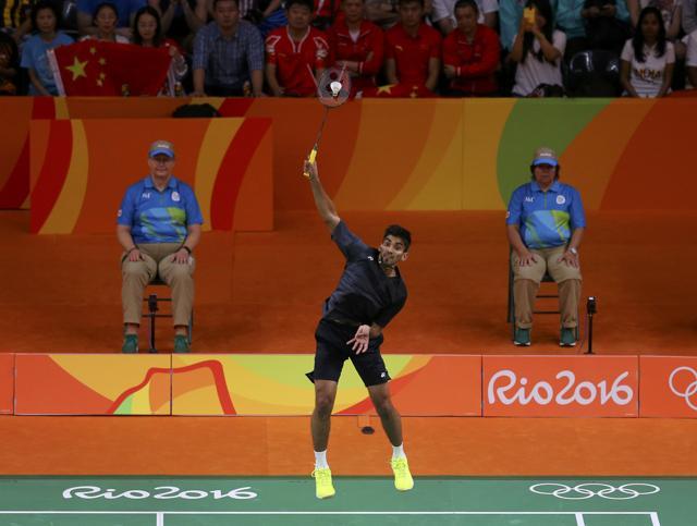Srikanth hits a smash. (REUTERS) Srikanth hits a smash. (REUTERS)