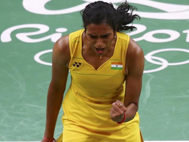 P.V. Sindhu (IND) of India plays against Wang Yihan (CHN) of China.(REUTERS)