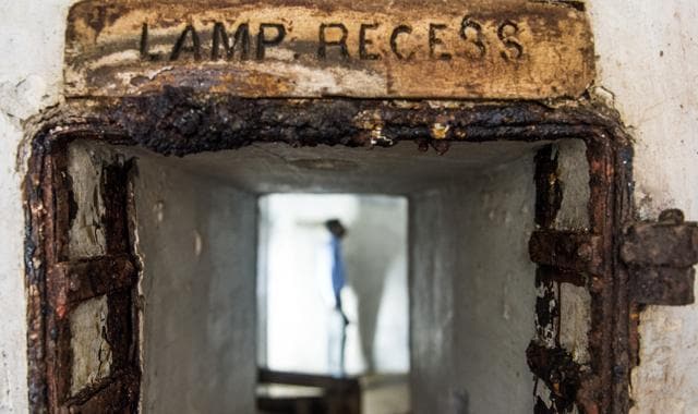 The barrack has rooms bearing the names — Shell Store, Gun Shell, Cartridge Store, Shell Lift, Pump and Workshop. (Satish Bate/HT PHOTO)