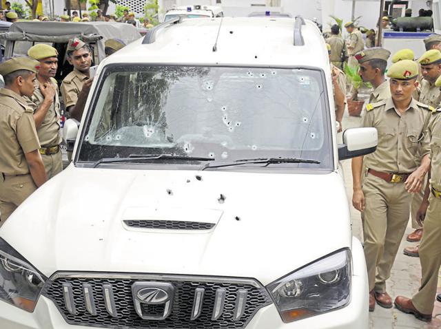 BJP leader Brijpal Teotia was attacked by unknown assailants while he was travelling in his vehicle on August 11. (Sakib Ali / HT Photo) BJP leader Brijpal Teotia was attacked by unknown assailants while he was travelling in his vehicle on August 11. (Sakib Ali / HT Photo)