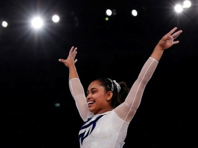 Dipa Karmakar competes the floor exercise during the women's qualifications at Rio Olympics. (Reuters Photo) Dipa Karmakar competes the floor exercise during the women's qualifications at Rio Olympics. (Reuters Photo)