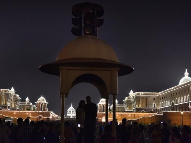 Rashtrapati Bhavan illuminated as the country celebrates its 70th Independence Day, in New Delhi. (Sanjeev Verma/HT Photo) 