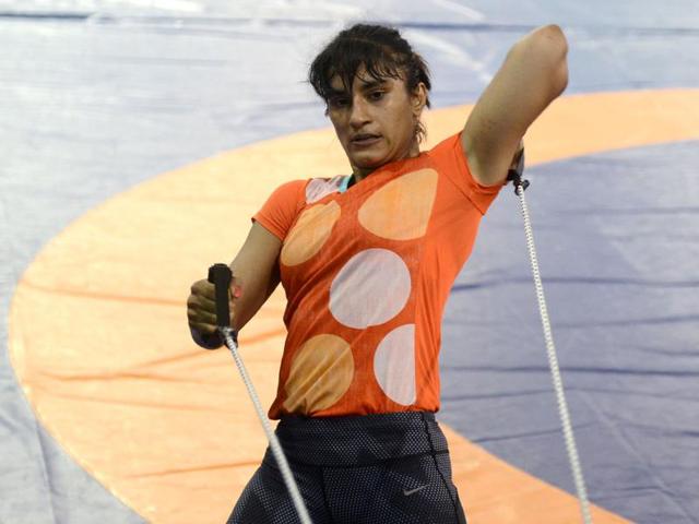 Vinesh Phogat during a practice session ahead of the Rio Olympics. (AFP) Vinesh Phogat during a practice session ahead of the Rio Olympics. (AFP)