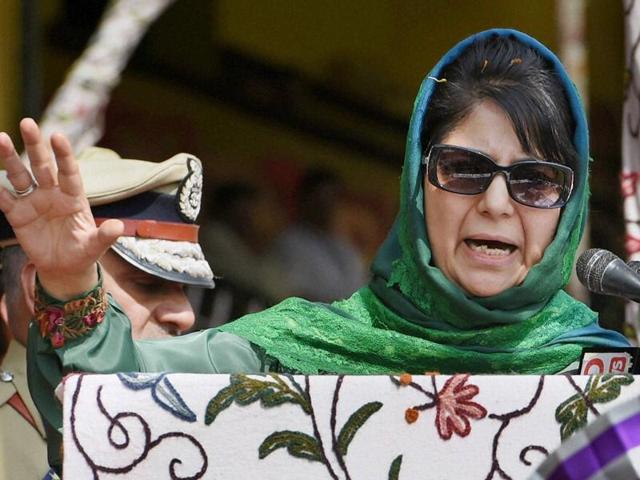 Jammu and Kashmir chief minister Mehbooba Mufti addressing the crowd at Bakshi stadium during the celebration of 70th Independence Day in Srinagar. (PTI Photo) Jammu and Kashmir chief minister Mehbooba Mufti addressing the crowd at Bakshi stadium during the celebration of 70th Independence Day in Srinagar. (PTI Photo)