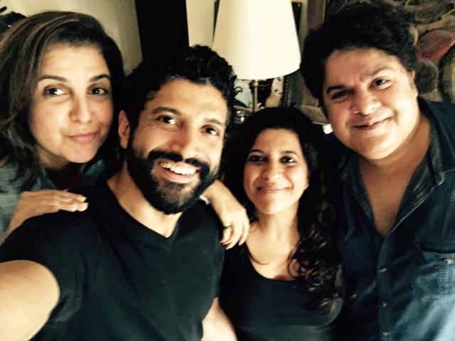 Farhan and Zoya Akhtar with Farah and Sajid Khan. (Twitter) 