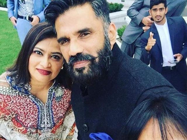 Suniel Shetty posted this pic on Instagram and wrote, “Blessed ...Sisters Suj, Sumi...Photo bombers nephew Shane, Rohil n half way there brother in law Bharat! #rakhshabandhan.” 