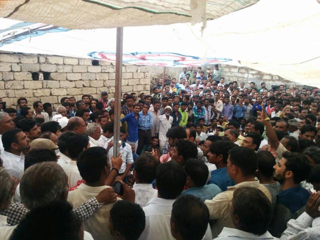 A meeting of the Sarvaiya clan in Mota Samadhiyala. Clan members, who had dispersed across Saurashtra over generations, are now hurriedly rebuilding forgotten relationships and going into a huddle over fears of a backlash by dominant castes. (HT Photo) A meeting of the Sarvaiya clan in Mota Samadhiyala. Clan members, who had dispersed across Saurashtra over generations, are now hurriedly rebuilding forgotten relationships and going into a huddle over fears of a backlash by dominant castes. (HT Photo)