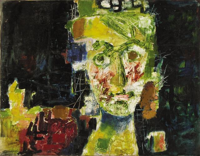 Laxman Shreshtha, Intent, oil on canvas (1963) (Jehangir Nicholson Art Foundation )