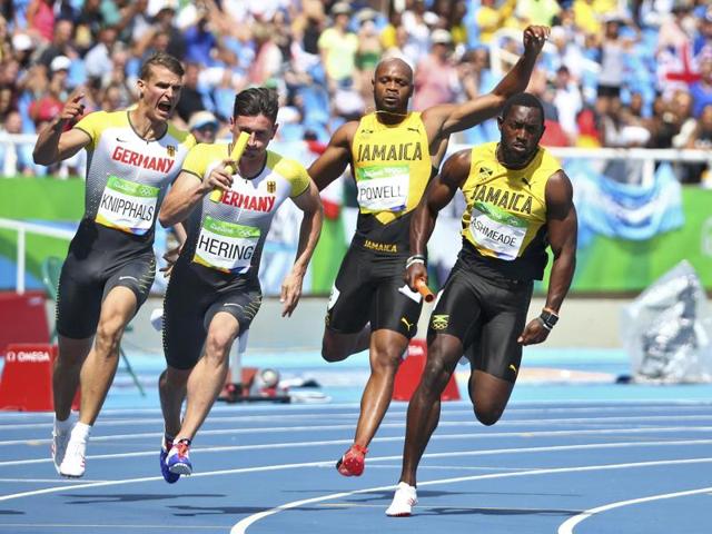 Asafa Powell (JAM) of Jamaica and his teammate Nickel Ashmeade (JAM) of Jamaica compete at Rio 2016. (REUTERS) Asafa Powell (JAM) of Jamaica and his teammate Nickel Ashmeade (JAM) of Jamaica compete at Rio 2016. (REUTERS)