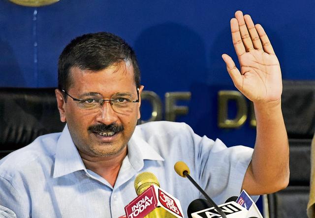 Delhi chief minister Arvind Kejriwal at a press conference. (Mohd Zakir/HT Photo) Delhi chief minister Arvind Kejriwal at a press conference. (Mohd Zakir/HT Photo)