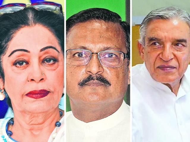 (From left) Local MP Kirron Kher, former MP Satya Pal Jain and former Congress MLA Pawan Kumar Bansal(HT File Photos) (From left) Local MP Kirron Kher, former MP Satya Pal Jain and former Congress MLA Pawan Kumar Bansal(HT File Photos)