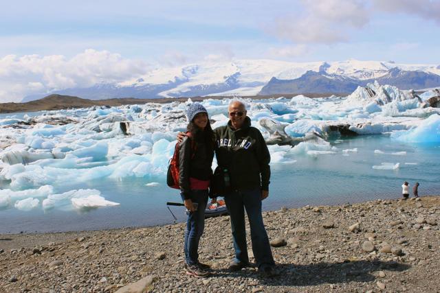 With granddaughter, actor Shriya Pilgaonkar, who accompanied him on his Iceland trip With granddaughter, actor Shriya Pilgaonkar, who accompanied him on his Iceland trip