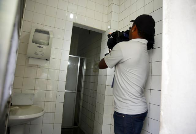 A view of the gas-station bathroom that the US swimmers reportedly vandalised. (REUTERS) A view of the gas-station bathroom that the US swimmers reportedly vandalised. (REUTERS)