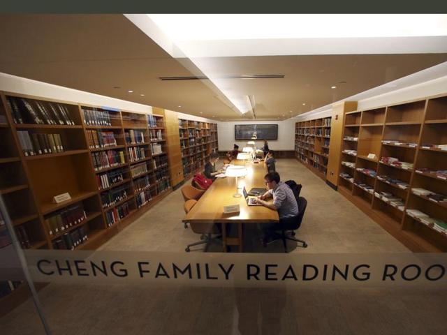 Students in a new quiet reading room at Princeton University's Firestone Library. The input of student groups has had a big impact on the design choices in the library's ongoing remodelling.  (AP) 
