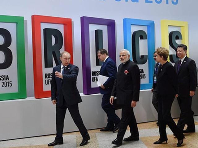 Leaders of Brazil, Russia, India, China and South Africa (BRICS) at the summit. (PTI File Photo) Leaders of Brazil, Russia, India, China and South Africa (BRICS) at the summit. (PTI File Photo)