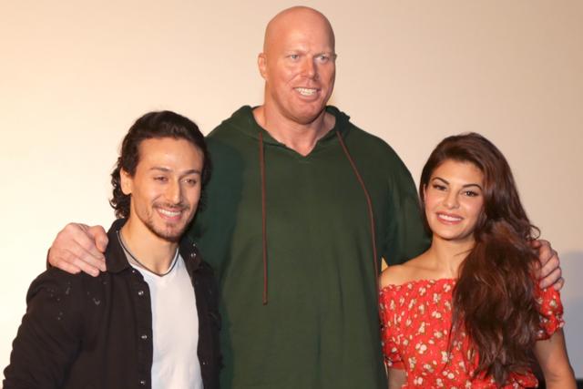 Jacqueline Fernandez, Tiger Shroff and Nathan Jones during a press conference to promote their upcoming film A Flying Jatt in New Delhi on Aug 18, 2016. (IANS)