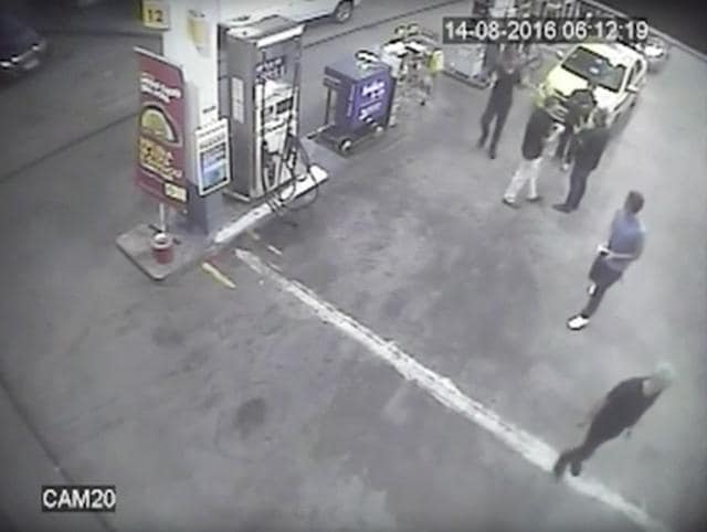 In this Sunday, August 14, 2016 frame from surveillance video released by Brazil Police, swimmers from the United States Olympic team appear with Ryan Lochte, right, at a gas station during the Rio Olympics. (AP) In this Sunday, August 14, 2016 frame from surveillance video released by Brazil Police, swimmers from the United States Olympic team appear with Ryan Lochte, right, at a gas station during the Rio Olympics. (AP)