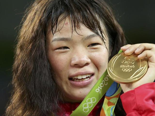 Risako Kawai slammed her coach on the mat twice.(REUTERS)
